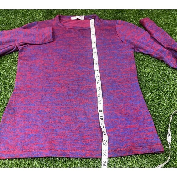 rag & bone THE ESSENTIAL Texture LONG Sleeve TEE TOP T-SHIRT Fushia And Purple M - Picture 5 of 11